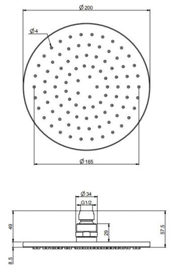 Лейка для верхнего душа Fima - carlo frattini Wellness F2117/2 20х20 схема 2 Лейка для верхнего душа Fima - carlo frattini Wellness F2117/2 20х20 схема 2