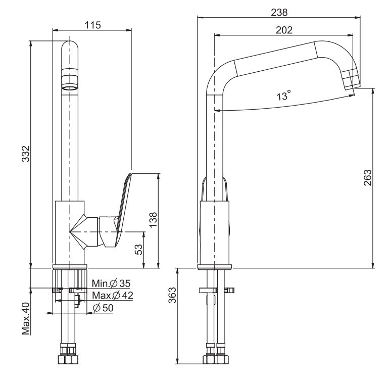 Изображение Смеситель для кухни Fima carlo frattini Spot Kitchen F3007/1R