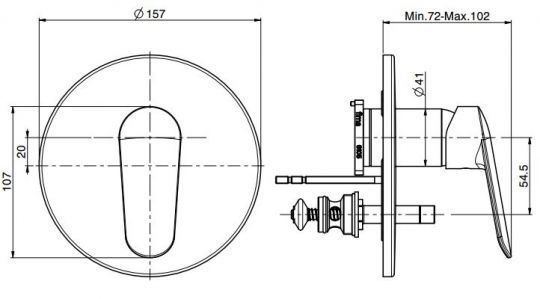 Fima carlo frattini Spot смеситель для ванны/душа F3009X2 схема 2 Fima carlo frattini Spot смеситель для ванны/душа F3009X2 схема 2