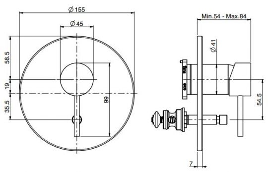 Fima carlo frattini Spillo steel смеситель для ванны/душа F3079X2INOX схема 2