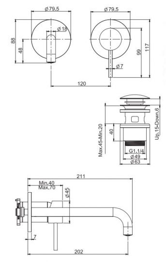Смеситель с донным клапаном из нержавеющей стали Fima carlo frattini Spillo steel F3081NLX9 для раковины
