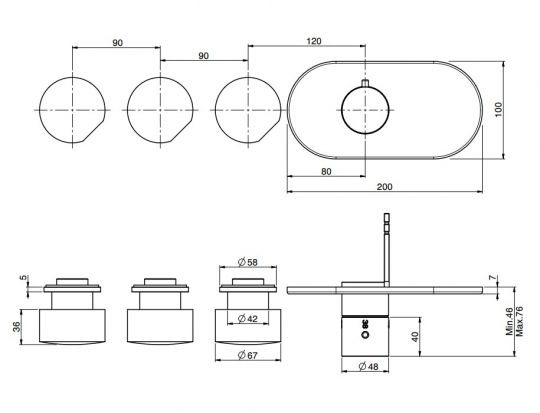 Fima carlo frattini So смеситель для ванны/душа F3183X3 схема 2
