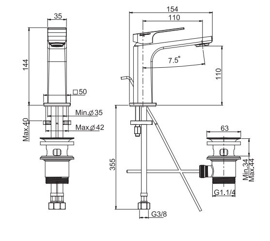 Изображение Смеситель для раковины Fima carlo frattini Fit F3381