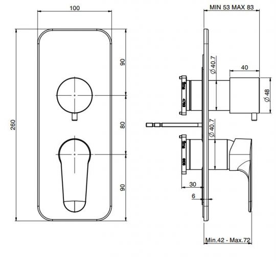 Fima carlo frattini Serie 22 смеситель для ванны/душа F3839X6 схема 2