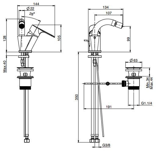 Изображение Fima carlo frattini Serie 22 смеситель для биде F3842