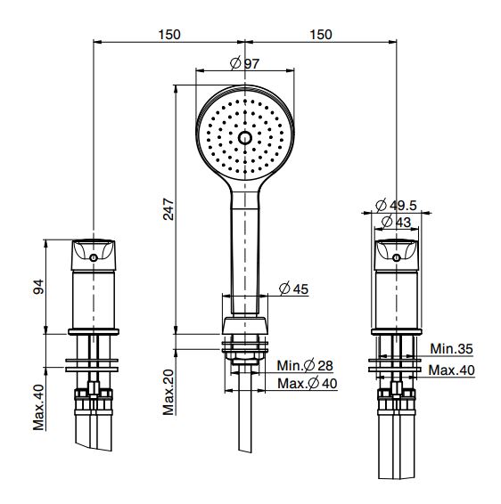 Смеситель для ванны Fima carlo frattini Serie 22 F3844/1N ФОТО