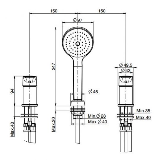 Смеситель для ванны Fima carlo frattini Serie 22 F3844/1N схема 2