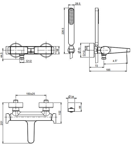 Смеситель для ванны и душа Fima carlo frattini Next F3934