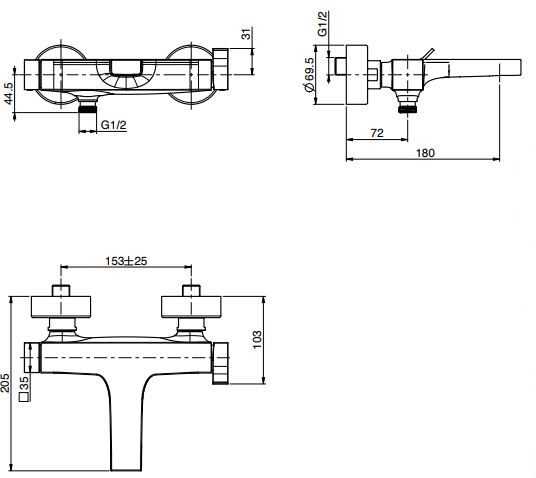 Смеситель для ванны и душа Fima carlo frattini Zeta F3964/1 схема 2