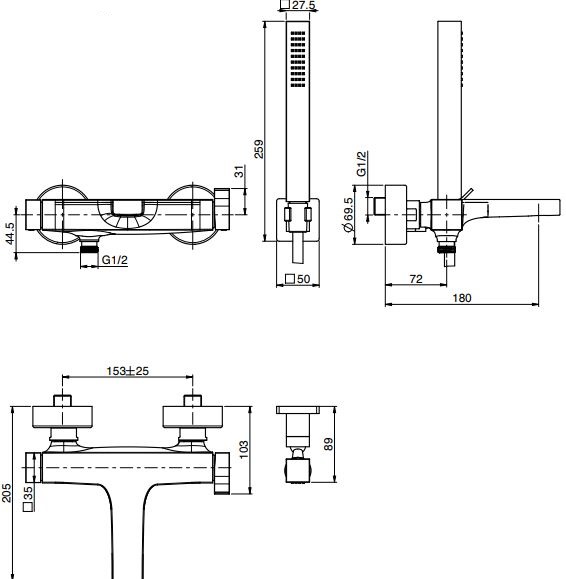 Изображение Смеситель для ванны и душа Fima carlo frattini Zeta F3964