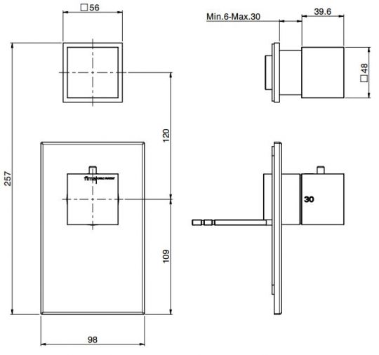 Fima carlo frattini Fimatherm смеситель для ванны/душа F3973X1 схема 2 Fima carlo frattini Fimatherm смеситель для ванны/душа F3973X1 схема 2