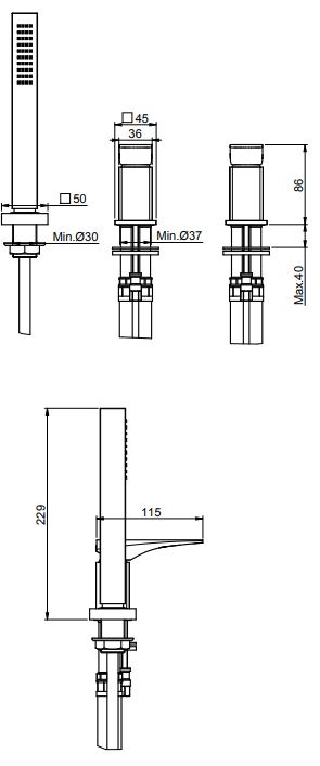 Изображение Fima carlo frattini Zeta Смеситель к борту ванны F3974/1N