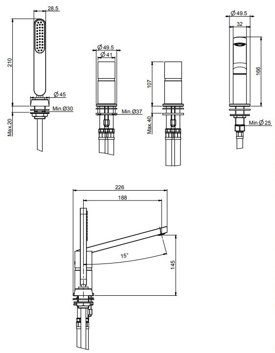 Смеситель для ванны и душа Fima carlo frattini Nomos go F4174N ФОТО