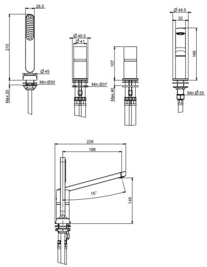 Смеситель для ванны и душа Fima carlo frattini Nomos go F4174N схема 2