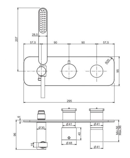 Смеситель для ванны c душем Fima carlo frattini Nomos go F4179WX2 схема 2