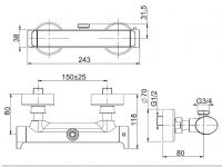 Fima carlo frattini Fimatherm смеситель для душа F4225/3 схема 1