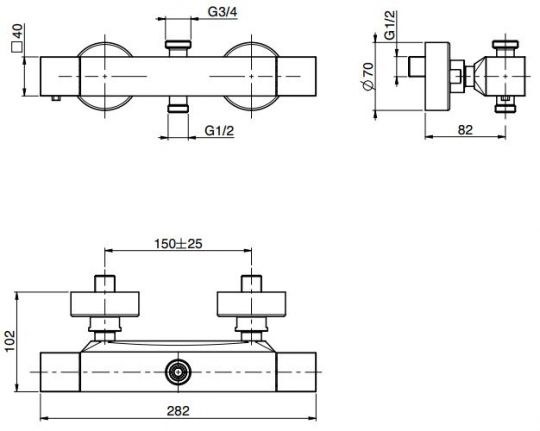 Fima carlo frattini Fimatherm смеситель для душа F4255/1 схема 2