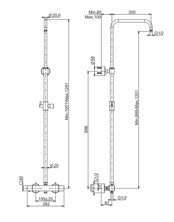 Изображение Душевая стойка двухрычажная Fima - carlo frattini Wellness F4255S