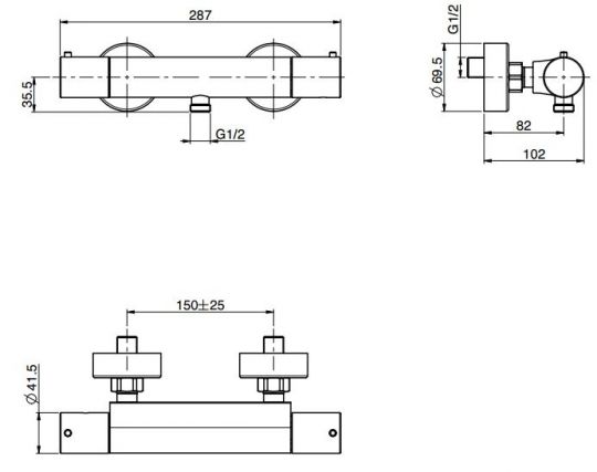 Fima carlo frattini Fimatherm смеситель для душа F4275/3 схема 2