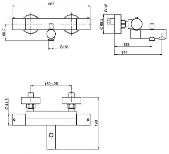 Fima carlo frattini Fimatherm смеситель для душа F4284/1 схема 2