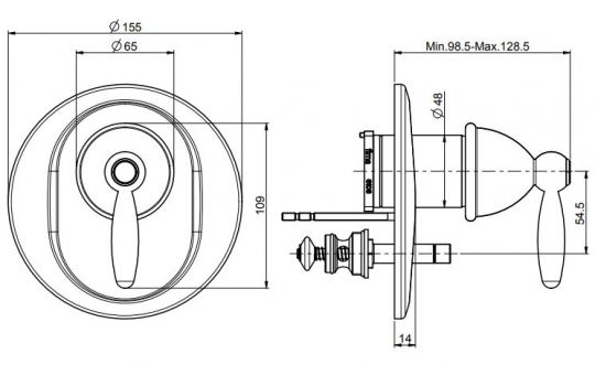 Fima carlo frattini Olivia смеситель для ванны/душа F5009X2 схема 2