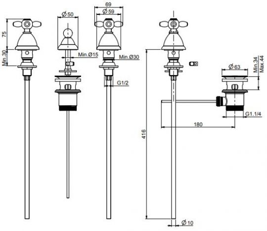 Fima carlo frattini Olivia смеситель для биде F5032 схема 2