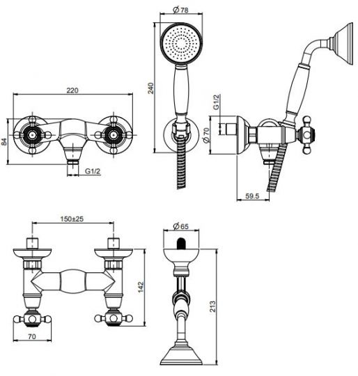 Fima carlo frattini Elizabeth/Epoque смеситель для душа F5085 схема 2