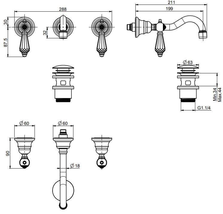 Fima carlo frattini Herend chic смеситель для раковины F5401L