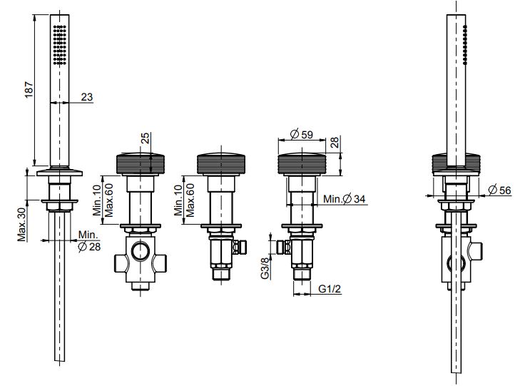 Изображение Fima carlo frattini Texture collection смеситель для ванны/душа F5614/1