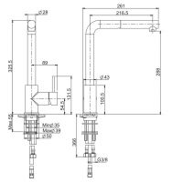 Высокий смеситель с выдвижной ручной лейкой Fima carlo frattini Kitchen F7025 для кухни схема 2