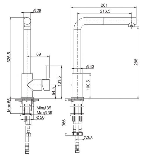 Высокий смеситель с выдвижной ручной лейкой Fima carlo frattini Kitchen F7025 для кухни схема 2