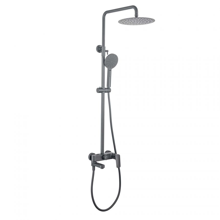 AQ2040BGM ВЕГА душевая система (смеситель для ванны) 3jet 250мм, оружейная сталь