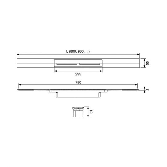 Профиль для душа TECEdrainprofile 160 6716 схема 2