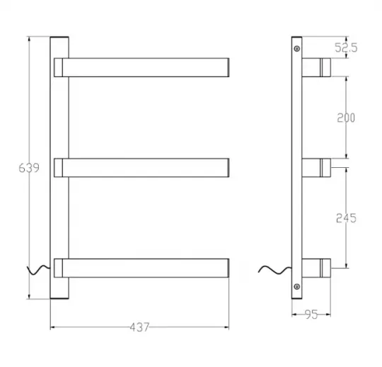 Полотенцесушитель электрический Margaroli Panorama 671BC 44x64 шлифованный хром схема 2 Полотенцесушитель электрический Margaroli Panorama 671BC 44x64 шлифованный хром схема 2