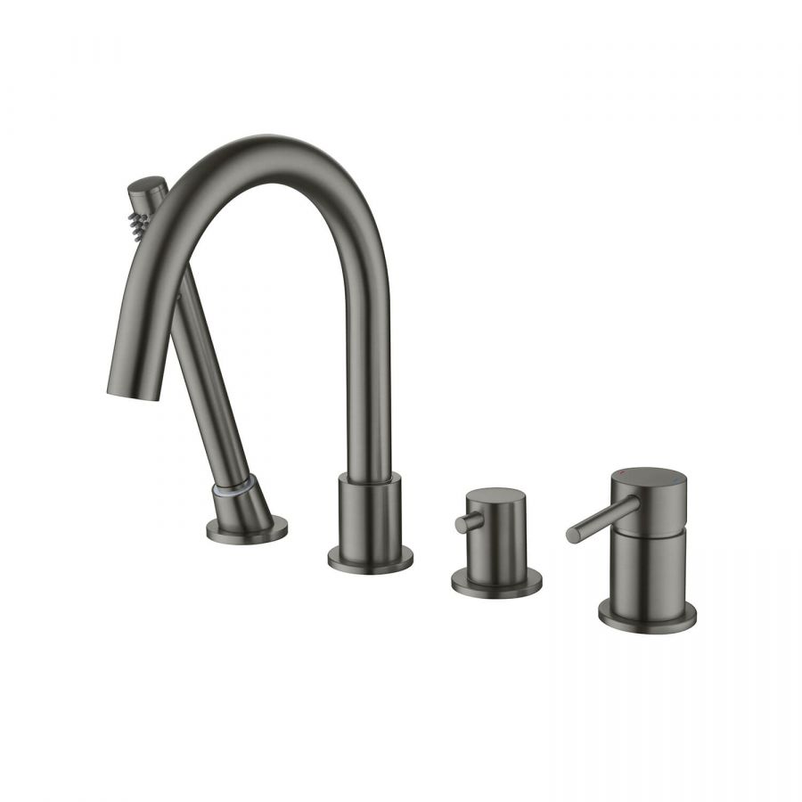 AQ1348BGM ЕВРОПА смеситель на борт ванны на 4 отв., оружейная сталь