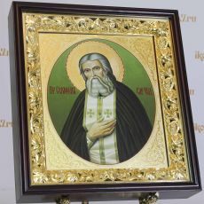 Серафим Саровский 27х31см (Палех, чеканка на сусальном золоте)