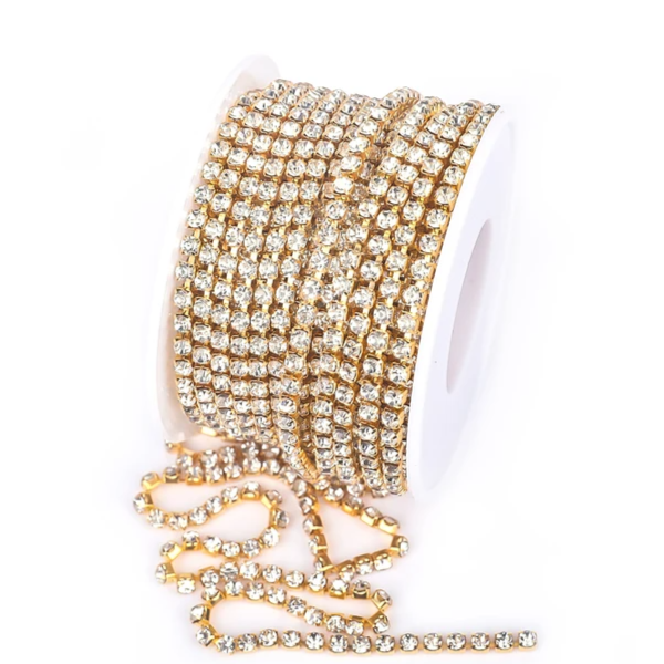 фото Цепь из страз 2,5 мм золото SS8 Gold/АВ