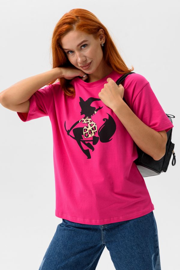 8506 Футболка женская оверсайз [фея+фуксия]