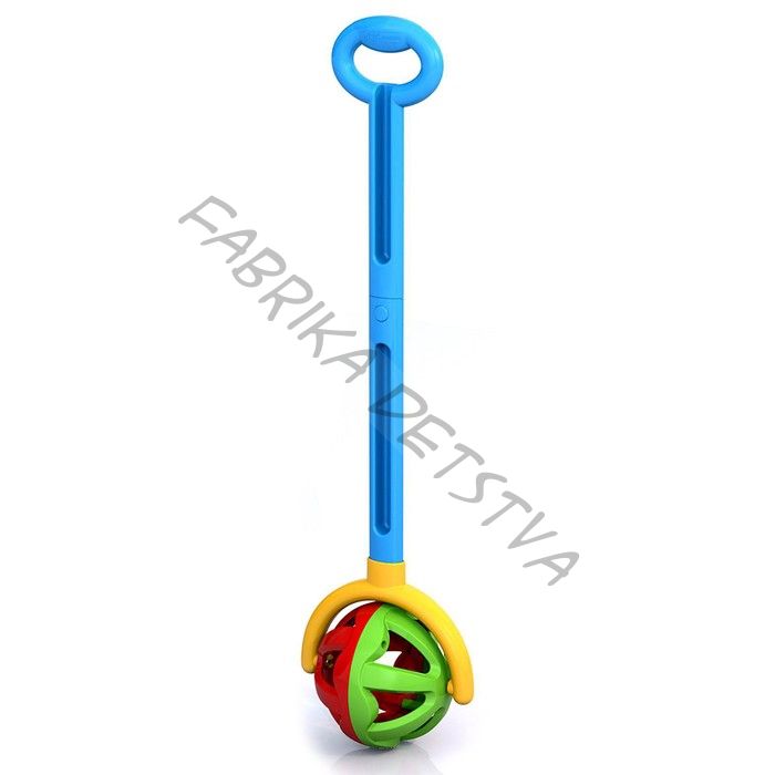 Каталка с ручкой «Шарик», цвет зелёно-красный