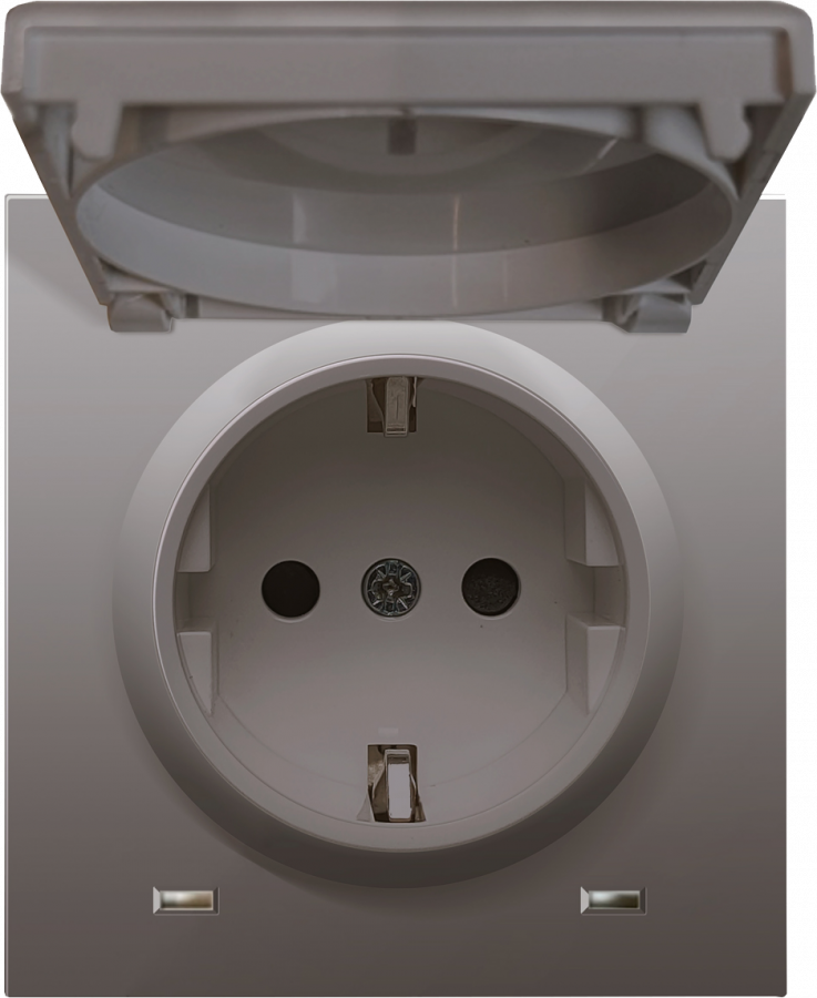 Накладка для розетки Schuko с заземлением, с крышкой, 16A 250 В~, сталь, серия R98