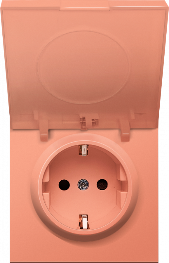 Накладка для розетки Schuko с крышкой, 16A 250 В~, матовый коралл, серия R98