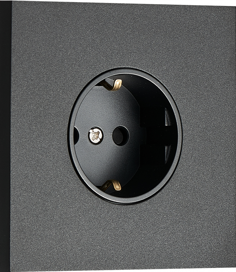 Розетка Schuko с заземлением, со шторками 16A 250 В~ , черный, серия N96