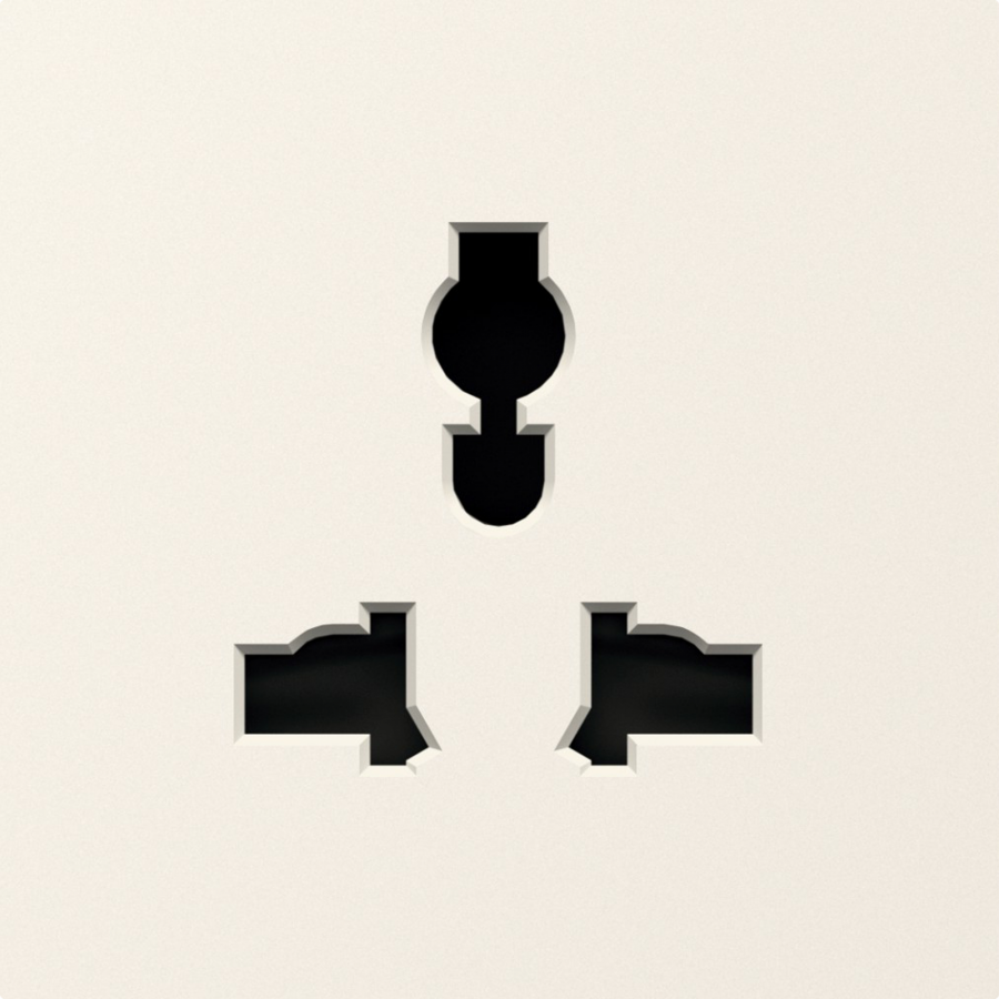 Накладка для розетки мультистандарт, со шторками 16A 250 В~, матовый кремовый, серия A07