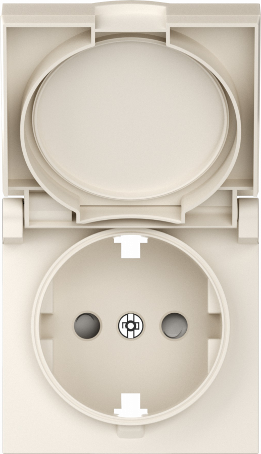 Накладка для розетки Schuko с заземлением, с крышкой, 16A 250 В~, матовый кремовый, серия A07