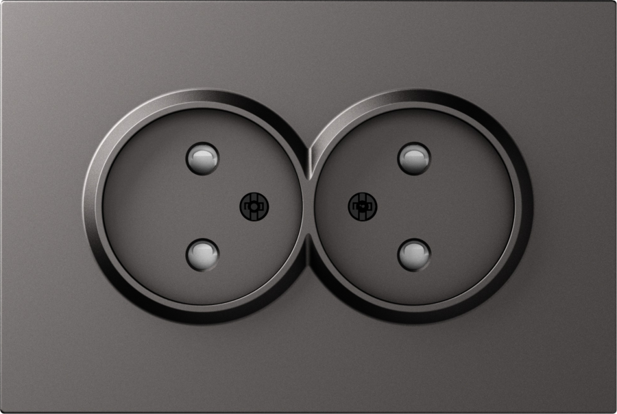 Накладка для розетки 2-й без заземления, со шторками 16A 250 В~, матовый титан, серия S08