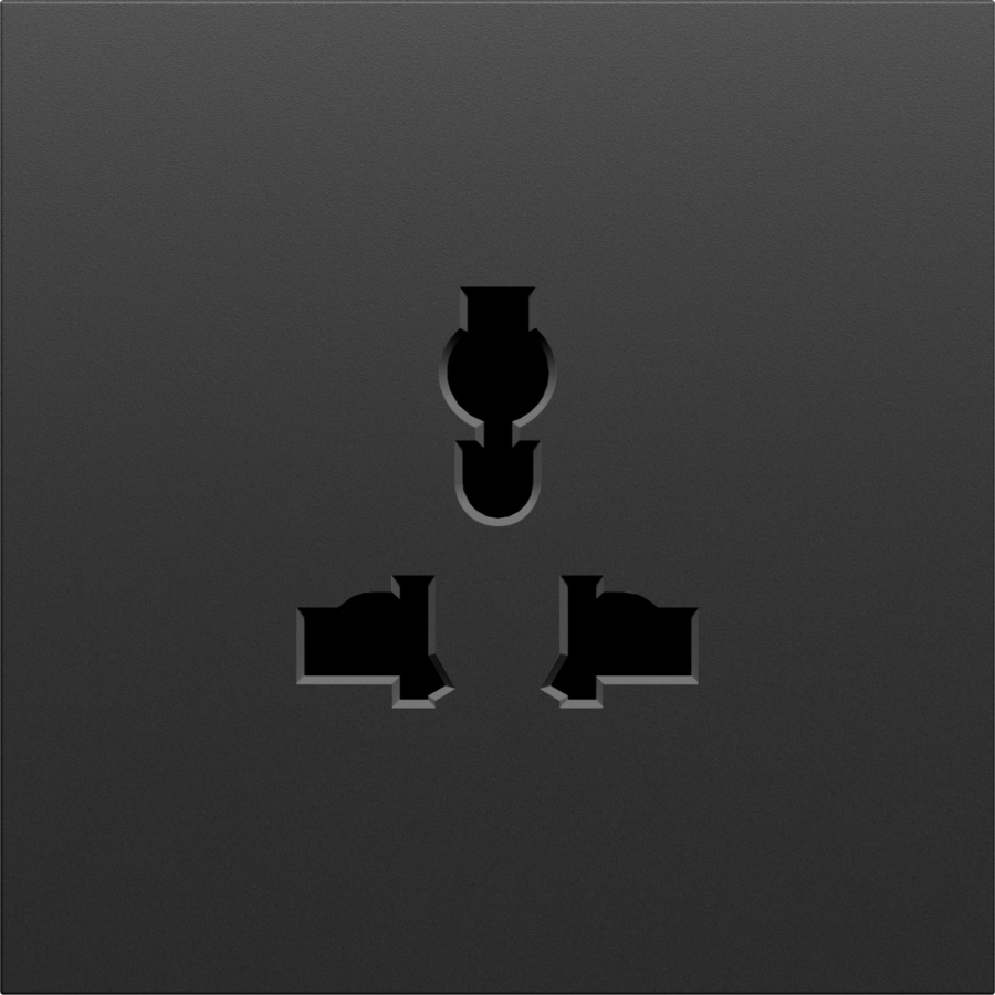 Накладка для розетки мультистандарт, со шторками 16A 250 В~, черный графит, серия S08