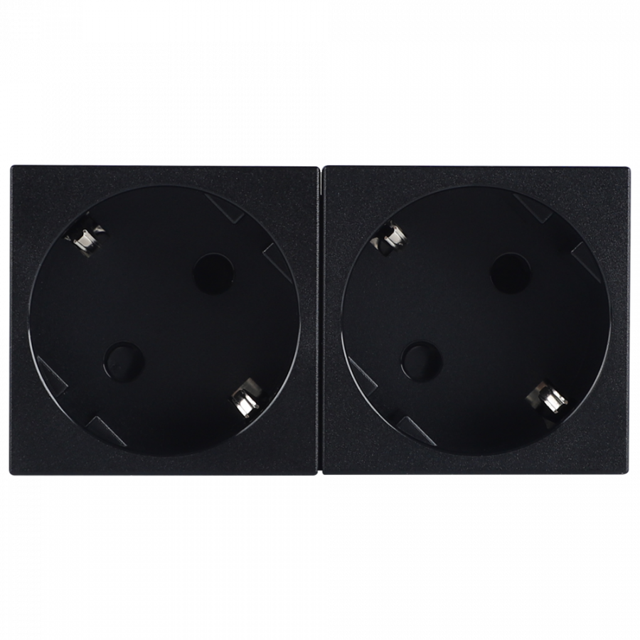 Розетка 2х2К+З нем.ст., 45 гр., с з/ш, черн. матовая (90х45мм), серия (тип) DF6