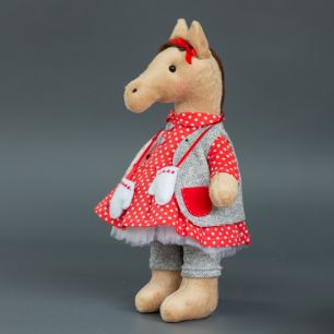 Набор для Лошадка Девочка в красно-сером