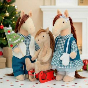 Набор КОМБО Семья Лошадок в Голубом