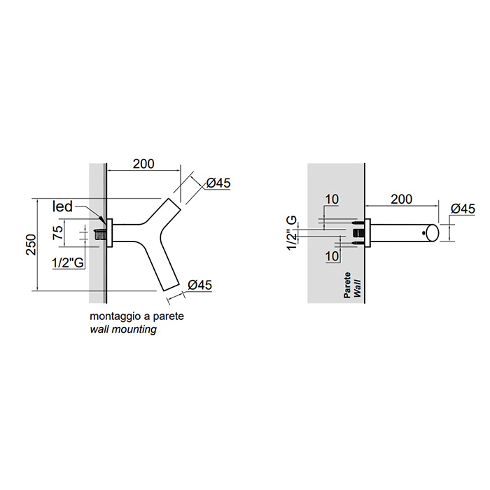 Верхний душ настенный Antonio Lupi APOLLO1 из латуни ФОТО